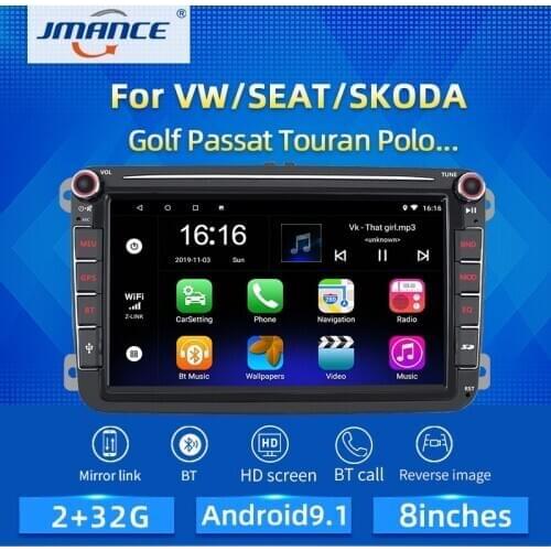 JMANCE Android 9.1 2Din Car MP5 Multimedia Video Player GPS Car Radio Auto Radio Stereo 8''Audio For Seat/Skoda/Passat/Golf/Polo