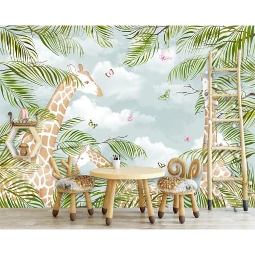 Beibehang Custom Photo Wallpaper Elephant Giraffe Animal World Childrens Room Wall Mural Backdrop 3d wallpaper papel parede