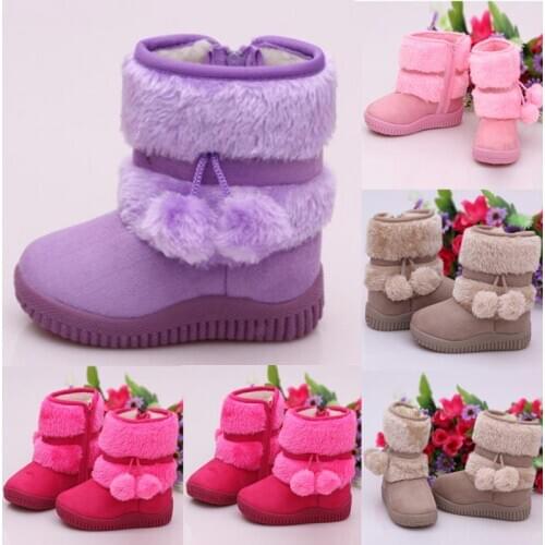 Winter Warm Girls Boots Cotton Toddler Outdoor Children Snow Boots Non-slip Kids Girl Thicker Fur Shoes Baby Shoes Classic Boot