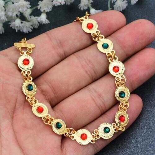 Bangles Arab Ethnic Girly Fresh Gold Goin Bracelet with Zircon Women Dubai Jewelry Bracelet African gifts kid Birthday present