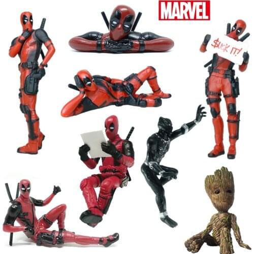 Disney Marvel Deadpool Groot Action Figure Car Interior Personality Model Anime Mini Doll Decoration PVC Collection Figurine Toy