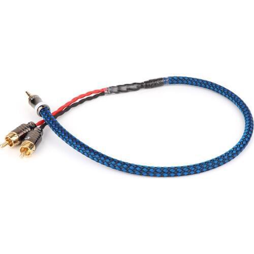 Hifi Canare 3.5mm Gold Plated Male Plug to 2 RCA Gold Plated Connector Audio Cable PC Mobilephone Amplifier Interconnect