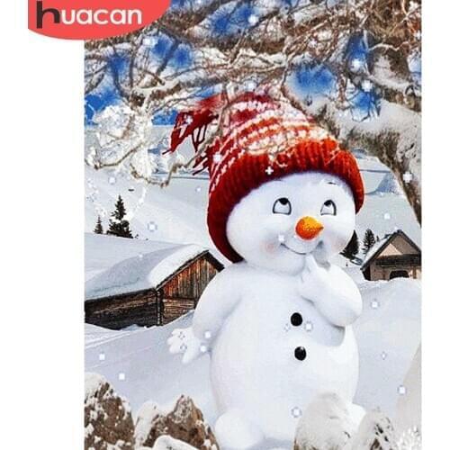 HUACAN 3D DIY Full Drill Square Diamond Embroidery Christmas Snowman Diamond Painting Landscape Art Rhinestone Handmade Gift