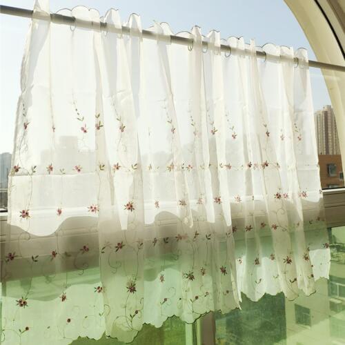 Delicate embroidered short curtain coffee curtain small rose pattern curtains. Tulle cabinet curtain. Head curtain