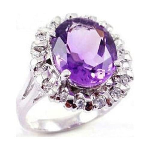 Beautiful silver plate purple zircon Ring 7 8 9 #watch wholesale Quartz stone CZ crystal