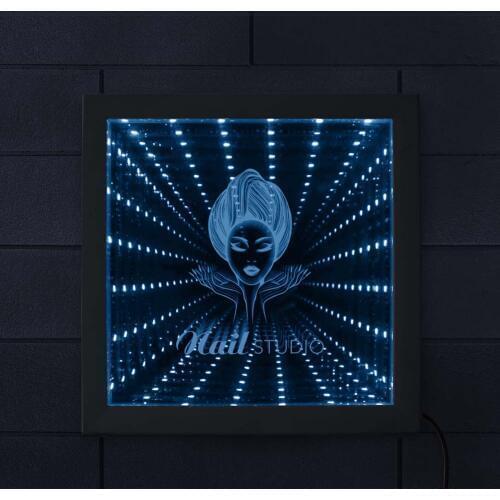 Manicure Beauty Nail Salon LED Infinity Mirror FRAME LED Lighting Nail Art Gifts For Woman Friend Wife Girl Beauty Studio Decor