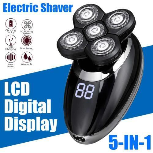 5D Electric Shaver For Men Bald Head Polish Hair Clipper Trimmer Floating 5 Blade Heads Shaving Machine Rechargeable Razors