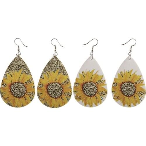 Trendy Sunflower Earrings for Women Water Drop Statement Elegant Leopard Earrings Fashion Jewelry Accessories Hot Sale Girl Gift