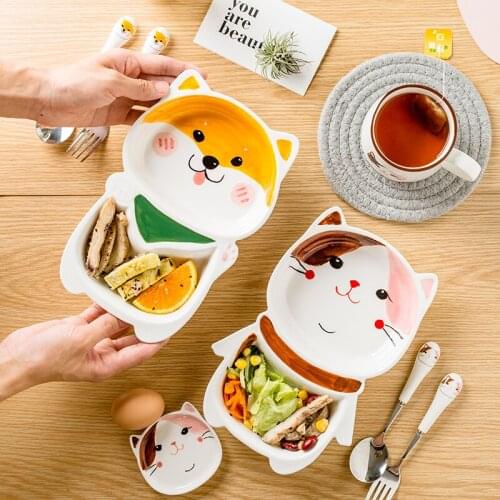 Cartoon Baby Western Food Ceramic Plate Childrens Home Creative Rice Bowl Breakfast Lunch Dinner Super Cute