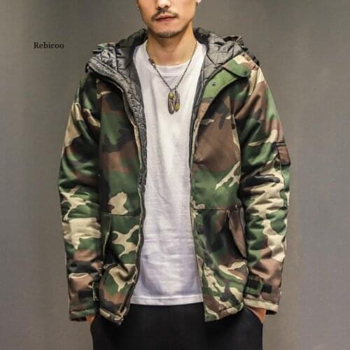 Winter Jacket Men Fashion Camouflage Harajuku Skateboard Outdoors Windbreaker Jackets Waterproof Windrproof Coat