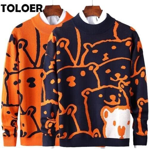 Lovely Sweater Men 2021 Winter Pullover Mens Sweaters Fashion Boy Student Sweater Autumn New Brand Embroidery Knitwear Clothing