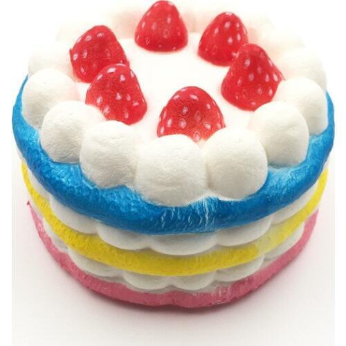 SquishMeez Soft Slow Rising Squishy Kids Cute Lovely Jumbo Rainbow Colorful Strawberry Cake Squishy Toys With Good Smell Scented