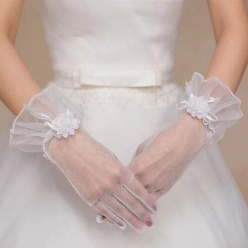 Cheap Bridal Gloves Short Wedding Party Dance Ladys Gloves Luvas de Noiva