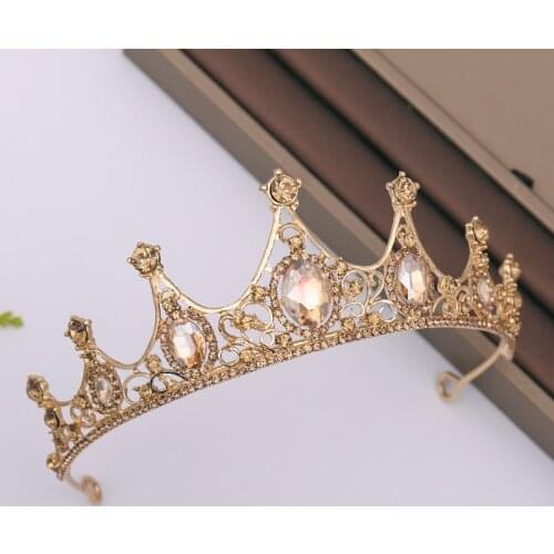 New Champagne Wedding Crown Hair Accessories Bridal Crystal Headdress Princess Crown Tiara Bride Wedding Hair Accessories