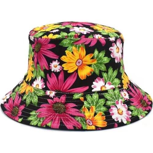 2021 Summer Panama Bucket Hat Hip Hop Bucket Cap New Fashion Women Men Fashion Reversible Bob chapeau Femme Floral Fisherman Hat