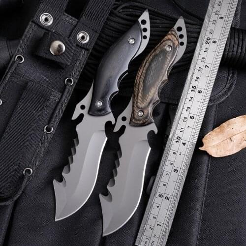 Dropship field multi-functional outdoor knives wood handle camping tactics high hardness 440C steel survival knife survival