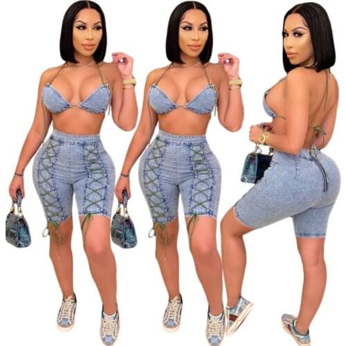 Clothing vendor women fashion casual solid short top and mini shorts knitted sweater 2 piece set velvet