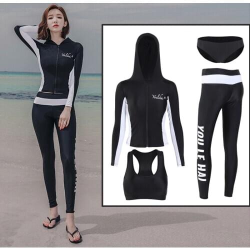Womens Long Sleeve Rashguard UPF Sun Protection Swimsuit Top & Bottom Swim Shirts Leggings + Bikini Set Full Surf Bathing Suits