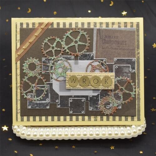 Retro Gear Cutting Dies Card Background Metal Stencil for DIY Scrapbooking Craft Paper Embossing Dies