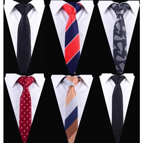 Ricnais Striped Dot Ties Slim Ties For Men 6cm Red Black Skinny Necktie Mens Fashion Casual Neck Tie For Business Wedding Gift