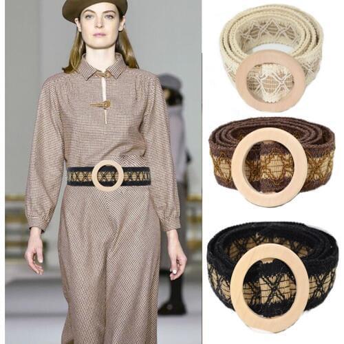 Luxury Brand 2020 New Fashion Round Woven Wooden Buckle Ladies Belts Casual Wild Decoration Female Belt Pants Belt Bg-1506