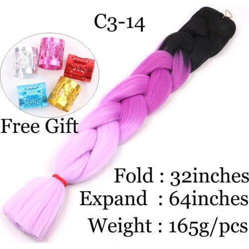 Synthetic Braiding Hair 32 inch 165g/pc Jumbo Braid Bulk African Hair Crochet Hair Extensions Yaki Crochet braid colorful