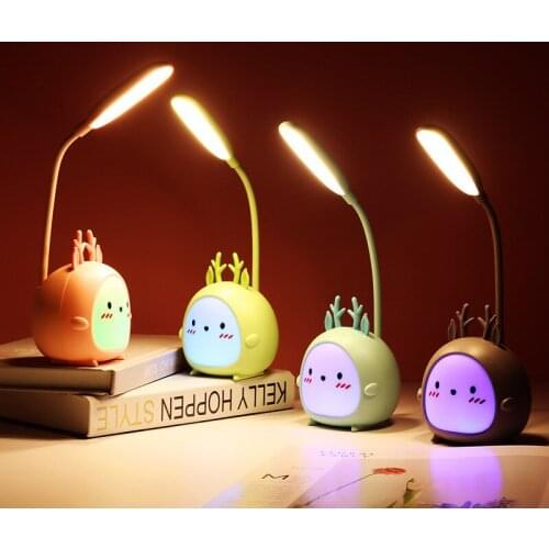 LED Table Lamp USB Rechargeable Desk Lamp Three-speed Dimming Cute Dormitory Reading Lamp Eye Protection Bedroom Night Light