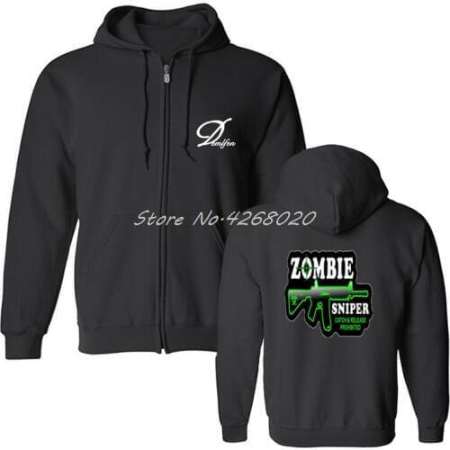 Cartoon Zombie Sniper Bio Hazard Retro Print Hoodie Mens Cotton Sweatshirt Male Cool Hoody Hip Hop Harajuku Streetwear