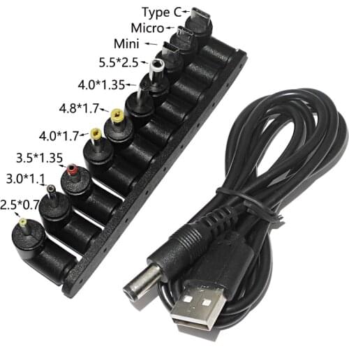 5V Universal Charger Cable USB to DC Power Cable Cord with 10 Connectors for Led Strip Camera Router Keyboard USB Hub TV Box