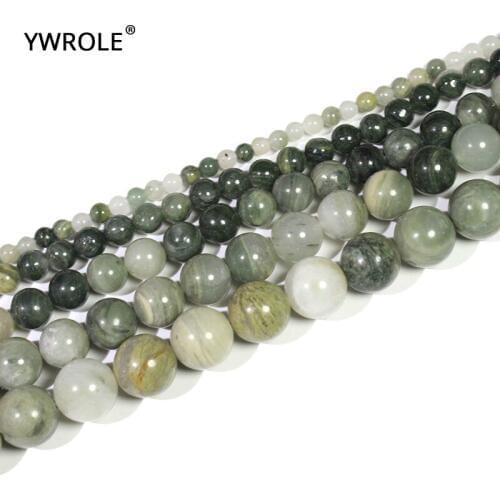 Green Rutilated Stone Crystal Natural Stone Round Beads For Jewelry Making DIY Bracelet 4mm 6mm 8mm 10mm 12mm Strand 15