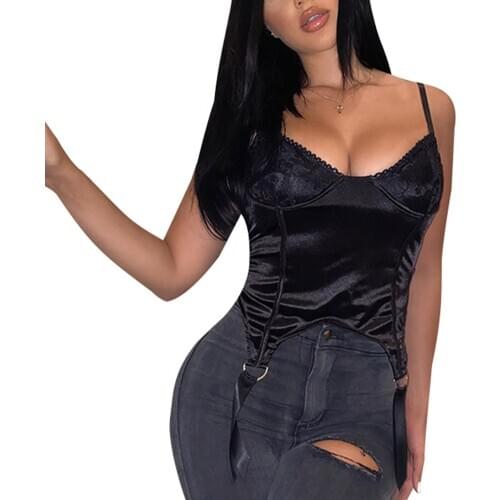 Women Vintage Spaghetti Strap Sleeveless Lace Patchwork Camisole With Belt Cute Sexy Crop Cami Top Summer Fall Spring Casual