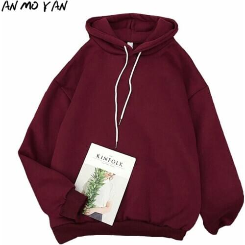 Winter Plus Velvet Warm Solid Color Korean Sweatshirt Loose Long-sleeved Top Womens Hoodie Coat Sportswear