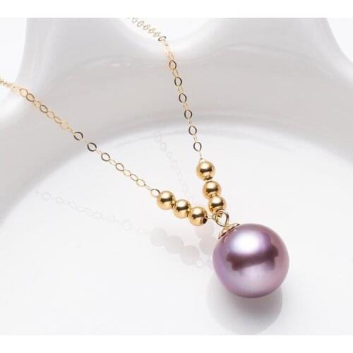 18k Gold Real AU750 Metal 10-11mm Freshwater Natural Pearl Necklace Chain Nice Party Gift