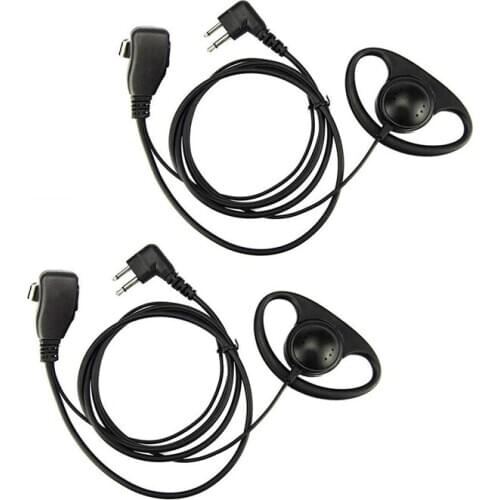 2 Pack) 2Pin Advanced D Shape Clip-Ear Ptt Headset Earpiece Mic For 2 Way Radios Gp88S Gp300 Gp68 Gp2000 Gp88 Gp3188