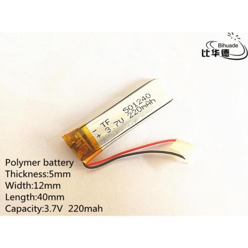 3.7V,220mAH,501240 PLIB; polymer lithium ion / Li-ion battery for GPS,mp3,mp4,mp5,dvd,bluetooth,model toy mobile bluetooth