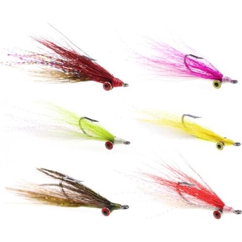 4pcs #4 #2 #1/0 #2/0 Brass Dumbbell Eyes Clouser Deep Minnow Stainless Steel Hook Saltwater Fishing Lure Flies 6 Colors