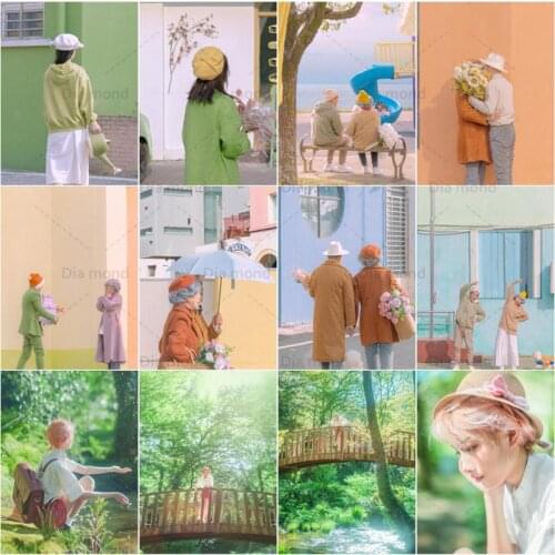 5D DIY Diamond Painting Old Couple Full Square Character Diamond Embroidery Green Landscape Cross Stitch Mosaic Home Decoration