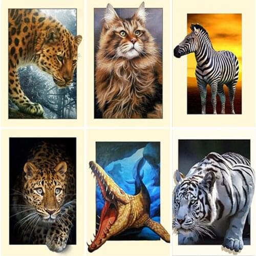 5D DIY Diamond Painting Animal Tiger Rhinestones Mosaic Diamond Embroidery Cross Stitch Full Square/Round Drill Home Decor Gift