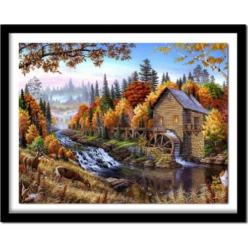 Diamond Embroidery Landscape Patterns Rhinestone Handmade Kits Round Diamond Painting Cross Stitch Home Decoration