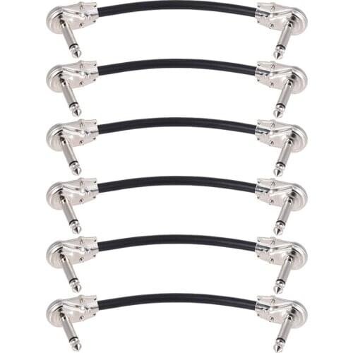 Ammoon 30cm/ 12in Guitar Effect Pedal Instrument Patch Cable 1/4" Silver Right-angle Plug Black PVC Jacket, 3-Pack