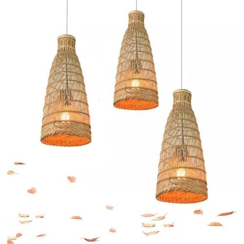 Southeast Asia Bamboo Pendant Lights Garden Teahouse Bamboo Rattan Pendant Lamps Dining Room Decor Lustre Hanging Light Fixture