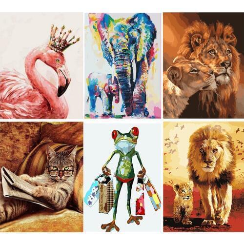 Frameless Cat Lions Animals DIY Painting By Numbers Kits Coloring By Numbers Unique Gift Home Wall Art Decor 40x50 Artwork