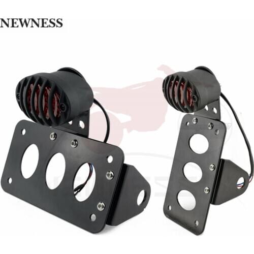 Motorcycle Side Mount LED Tail Light w/ License Number Plate Bracket For Harley Sportsters Bobber Chopper Rear Stop Light