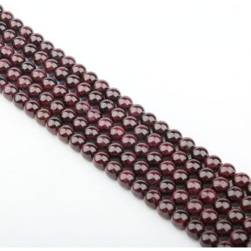 Fine Natural Stone Beads Loose Hole Garnet Bead for Jewelry Making DIY Necklace Bracelet Gift 4-12mm 15inch