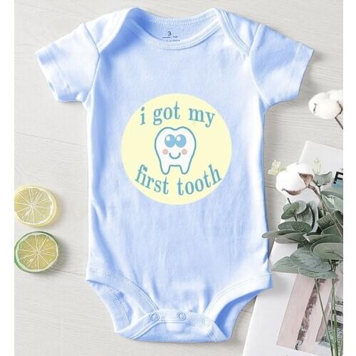 One Piece Jumpsuit Kids Clothing Baby Romper Clothes for Newborns Girls Boy Infant Outfit I Got My First Tooth Printing