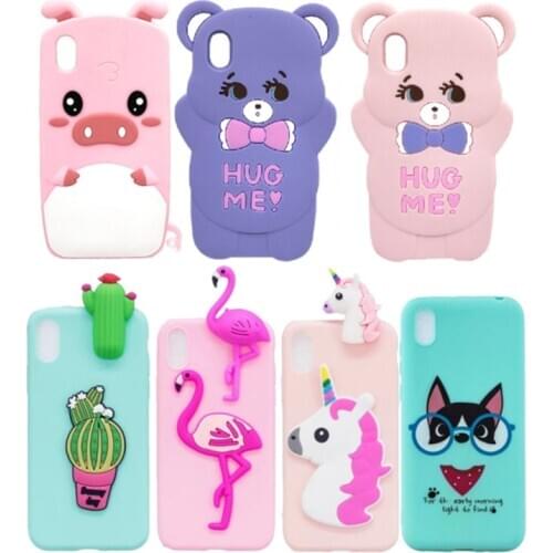 For Huawei Y5 2019 / Honor 8S Case Soft Silicone 3D Cartoon Unicorn Piglet Bear Cat Cover For Honor8s Phone Shells Cases Coque