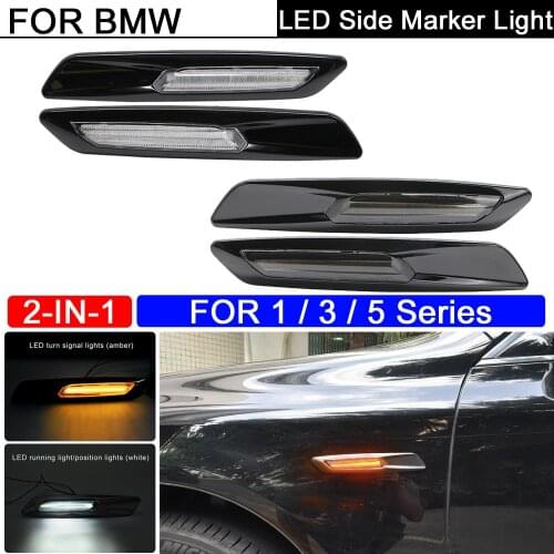 Black Chrome finishes F10 Style White/Amber LED Side Light Turn Indicator Lamp Signal For 1 3 5 Series E60 E80 E82 E90 F10 Style