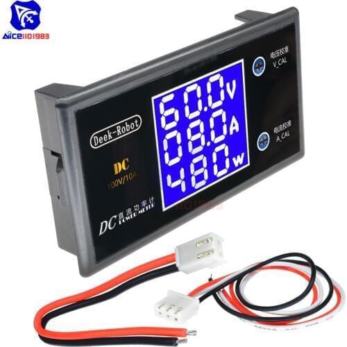 LCD Digital Voltmeter Ammeter Wattmeter Voltage Current Power Meter Volt Detector Tester Monitor DC 0-100V 10A 1000W 12V 24V 36V