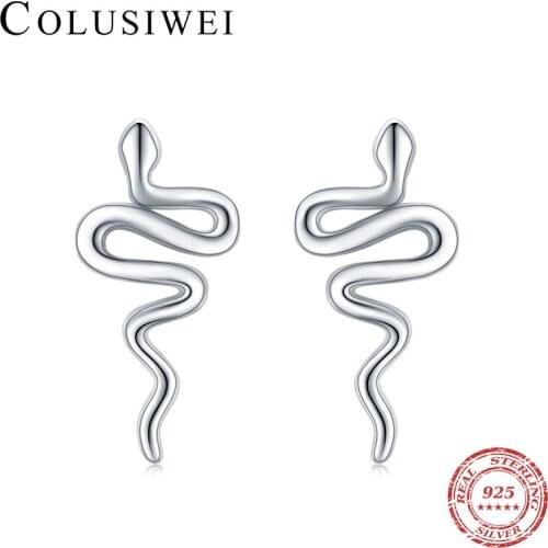 Colusiwei Little Snake Studs Earring 100% 925 Sterling Silver Lovely Cartoon Line Earrings Gift for Gril Party Jewelry
