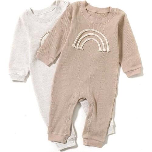 Infant Spring Summer Baby Boy Girl Pure Color Rompers Kids Baby Boys Girls Clothing Rompers Baby Long Sleeve Rompers Jumpsuit